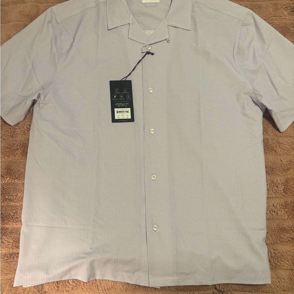7 Diamonds Pale Lavender Fonzo Button Down Camp Shirt